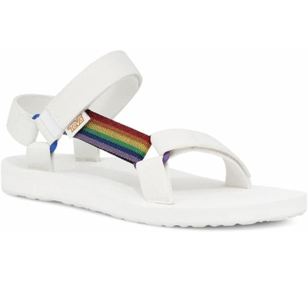 NEW Teva Women's Midform Universal Pride Strap Sandal Size 7 White/Rainbow